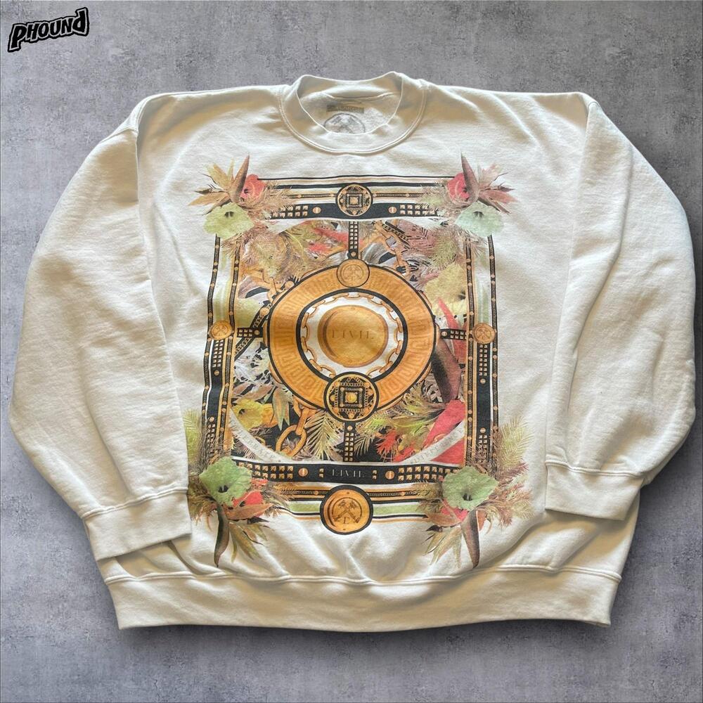 Civil Sweatshirt Mens Large Ornate Medallion Floral Graphic Fleece Crewneck